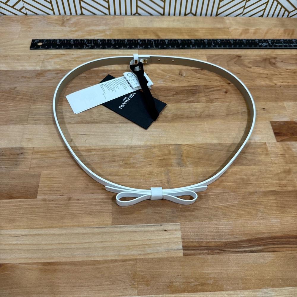 Vera Wang Bridal Off White Women Belt Bow Leather Crocus Belt Elegant Thin New - Picture 2 of 11
